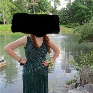 Adrianna Papell Beaded Dress. Hunter green. Size 12.
